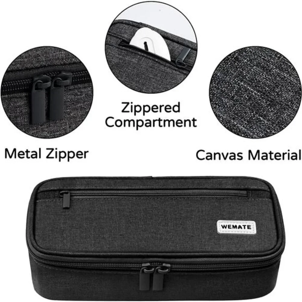 New Large Capacity School Pencil Case , Pen‎ Pouch & Stationery Organizer, Black